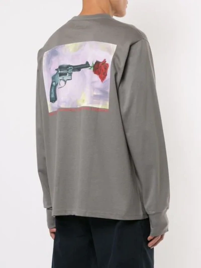 Shop Makavelic 'gun & Rose' Sweatshirt In Grey