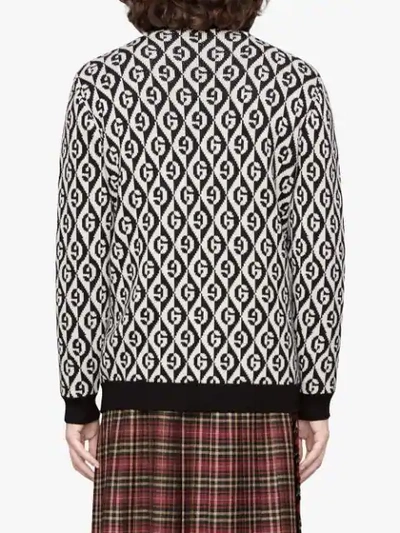 Shop Gucci Jacquard G Motif Knit Jumper In Black