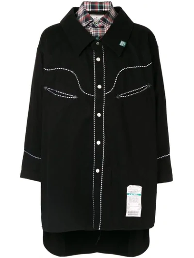 Shop Miharayasuhiro Stitch Detail Shirt Jacket In Black