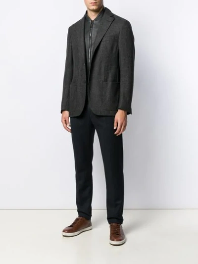 Shop Corneliani Hybrid Biker Jacket Blazer In Grau