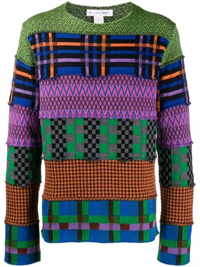 Shop Comme Des Garçons Shirt Colour-block Sweater In Green