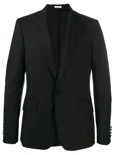 Shop Alexander Mcqueen Stitched Lapel Tuxedo Jacket In Black