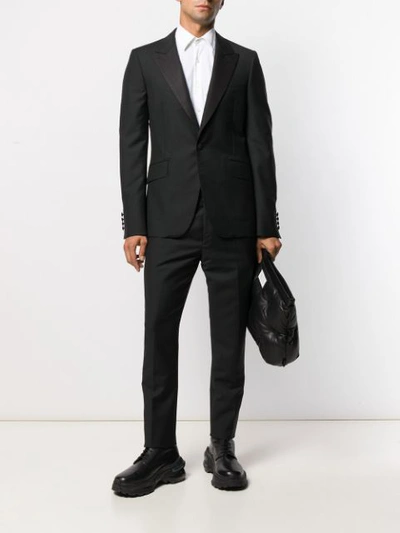 Shop Alexander Mcqueen Stitched Lapel Tuxedo Jacket In Black