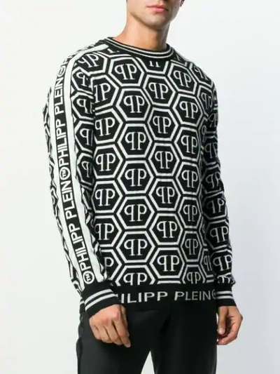 Shop Philipp Plein All Over Pp Jumper In White