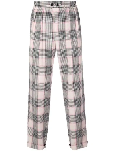 Shop Julien David Checked Trousers In Black