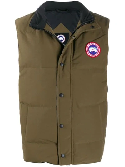 Shop Canada Goose Padded Logo Patch Gilet In 49 Military Green