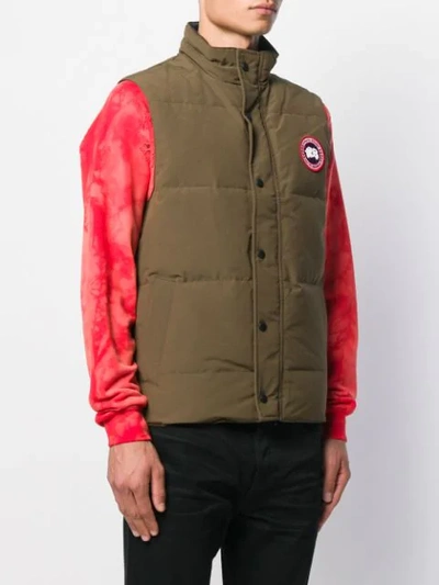 Shop Canada Goose Padded Logo Patch Gilet In 49 Military Green