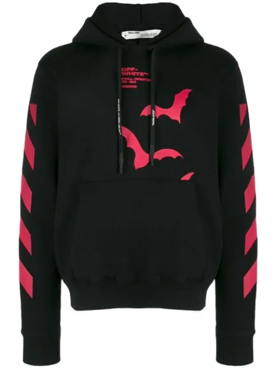 Shop Off-white Bats Print Hoodie In Black