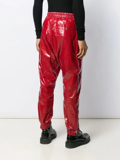 Shop Rick Owens Wet Look Track Pants In Red
