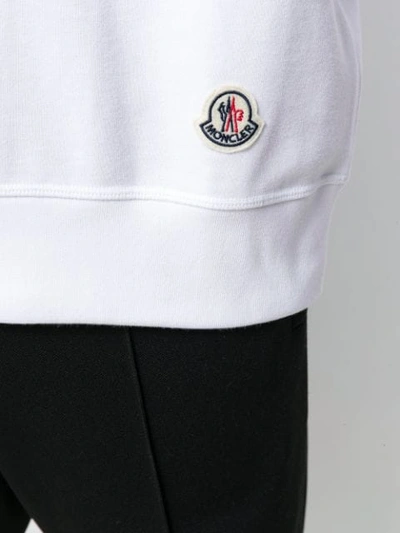 Shop Moncler Logo Print Hoodie In White