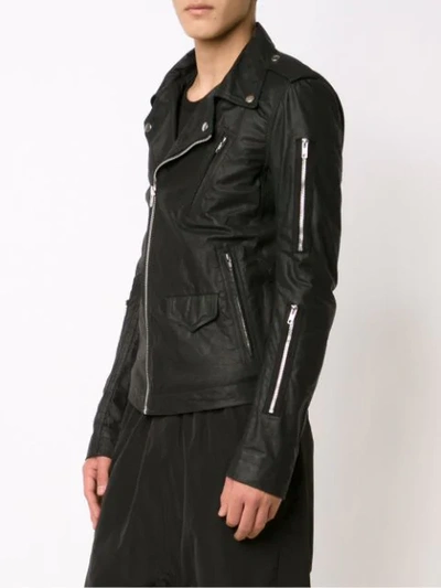 Zipped Stooges Leather Jacket In Black