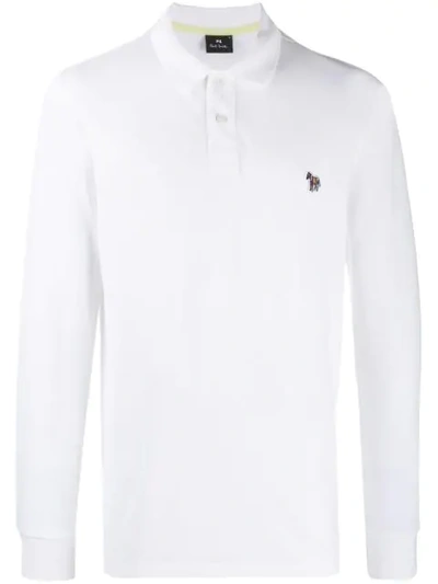 Shop Ps By Paul Smith Long Sleeve Polo Shirt In White