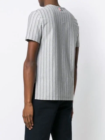 Shop Thom Browne Tricolor Repp Stripe Jersey Tee In Grey