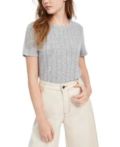 Shop Almost Famous Crave Fame Juniors' Cozy Ribbed Top In Dark Heather Grey