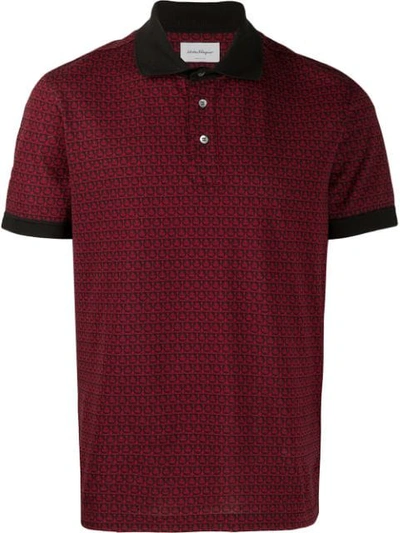 Shop Ferragamo Gancini Piqué Polo Shirt In Red