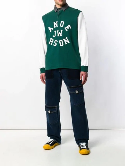 Shop Jw Anderson Rugby Long Sleeve Polo In Bottle Green