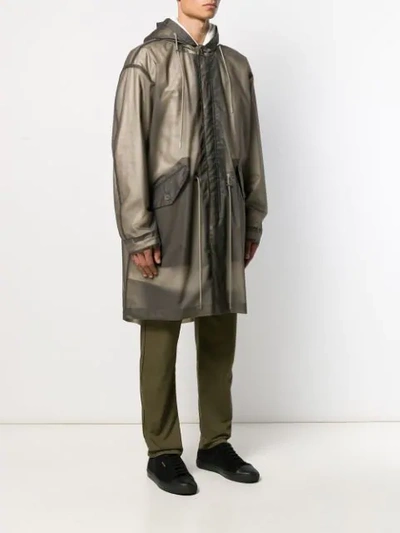 Shop Helmut Lang Transparent Hooded Parka In Grey