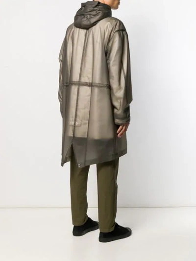 Shop Helmut Lang Transparent Hooded Parka In Grey