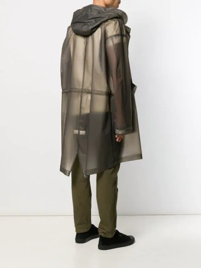 Shop Helmut Lang Transparent Hooded Parka In Grey