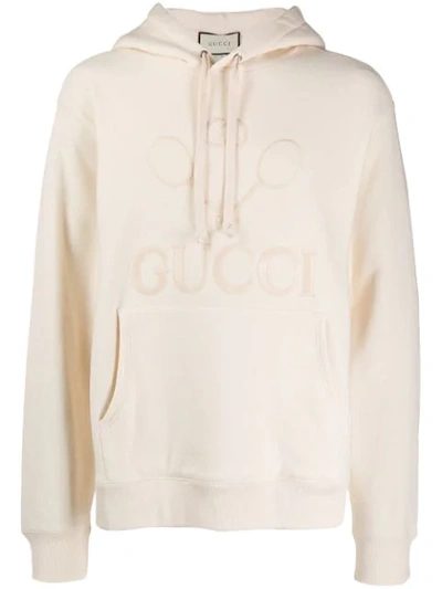 Shop Gucci Tennis Hooded Sweatshirt In Neutrals