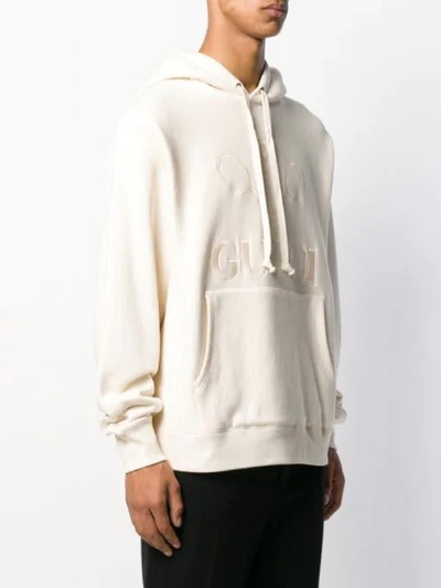 Shop Gucci Tennis Hooded Sweatshirt In Neutrals