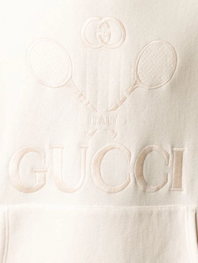 Shop Gucci Tennis Hooded Sweatshirt In Neutrals