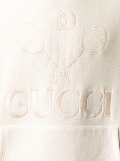 Gucci Embroidered Tennis Hooded Sweatshirt In White ModeSens