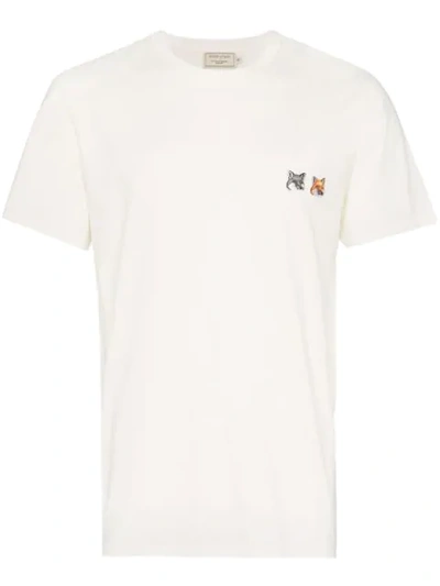 Shop Maison Kitsuné Embroidered T In White