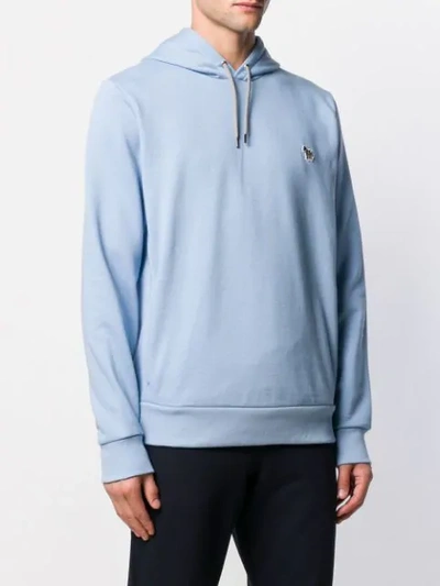 Shop Ps By Paul Smith Embroidered Logo Hoodie In Blue