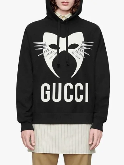 Shop Gucci Manifesto Oversized Hoodie In Black