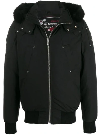 Shop Moose Knuckles Hooded Padded Jacket In Black