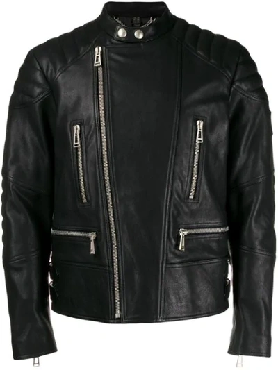 Shop Belstaff Fitted Leather Jacket In Black
