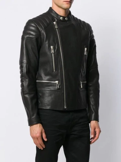 Shop Belstaff Fitted Leather Jacket In Black