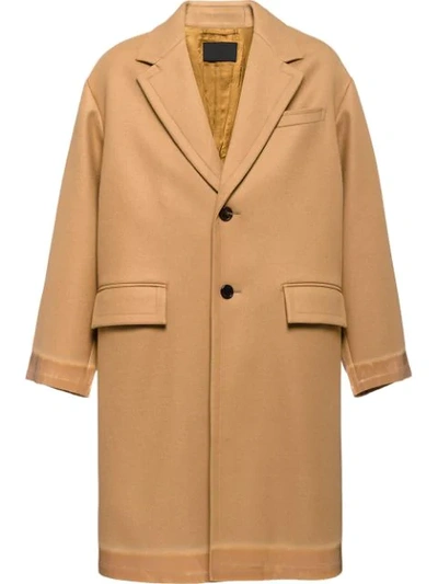 Shop Prada Buttoned Coat - Neutrals