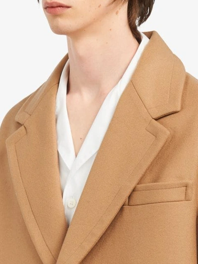 Shop Prada Buttoned Coat - Neutrals