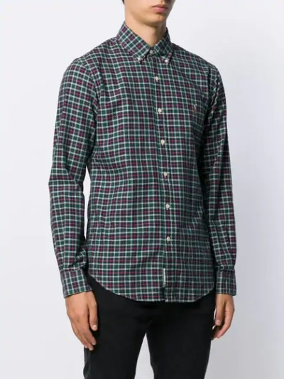 Shop Polo Ralph Lauren Checked Logo Shirt In Green