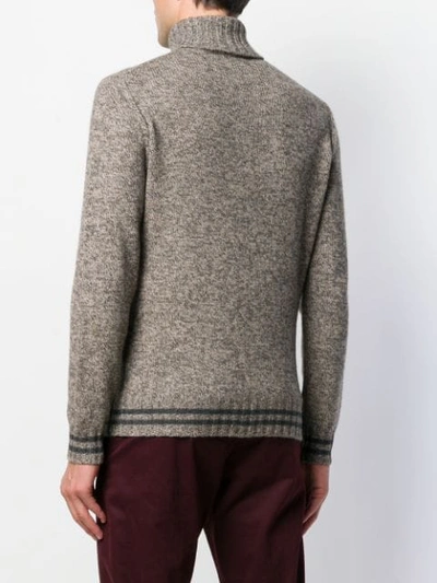 Shop Lardini Rollneck Knit Sweater In Brown