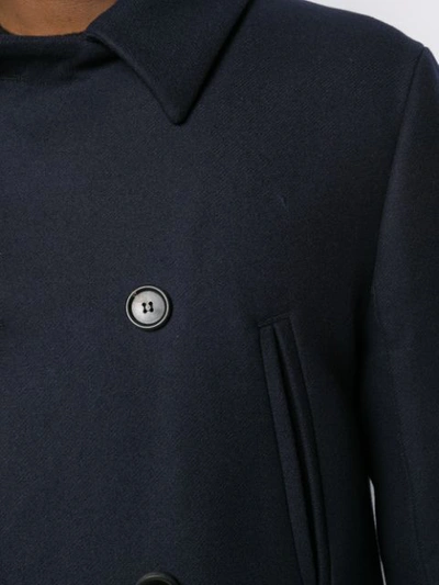 Shop Prada Double Breasted Coat In Blue