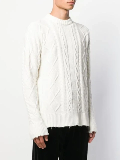 Shop Laneus Cable Knit Sweater In White