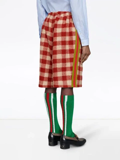 Shop Gucci Oversize Check Pattern Shorts In Red