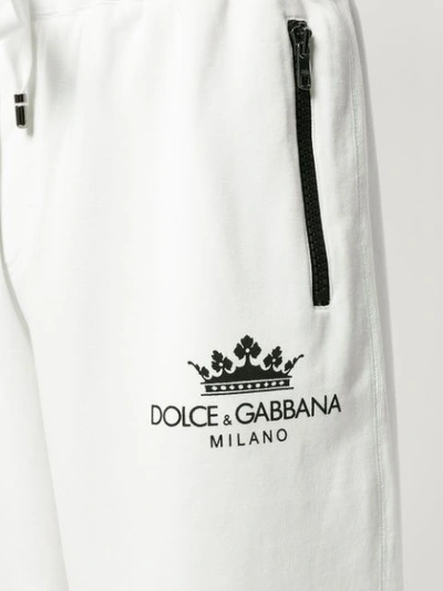 DOLCE & GABBANA 抽绳LOGO缝饰短裤 - 白色