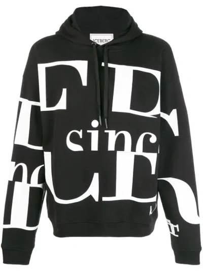 Shop Iceberg Printed Hoodie - Black