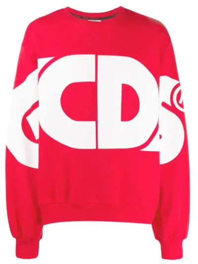 Shop Gcds Logo Print Sweatshirt In Red