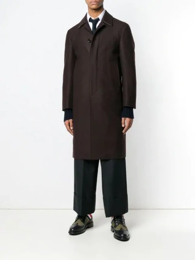 Shop Thom Browne Relaxed Bal Collar Overcoat In Brown