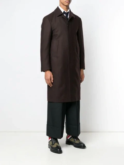 Shop Thom Browne Relaxed Bal Collar Overcoat In Brown