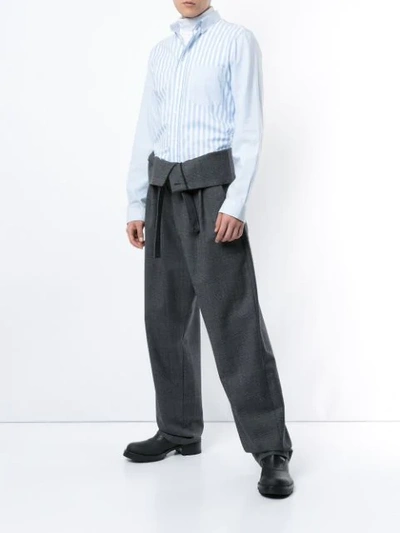 LOEWE CHECKED FOLDED WAIST TROUSERS - 灰色