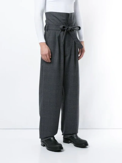 Shop Loewe Checked Folded Waist Trousers In Grey