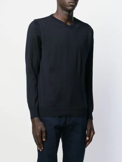 Paul & Shark V-neck Knitted Sweater In Blue