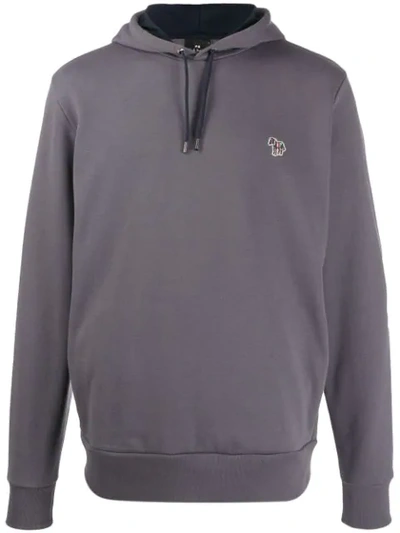 PS PAUL SMITH EMBROIDERED LOGO HOODIE - 灰色