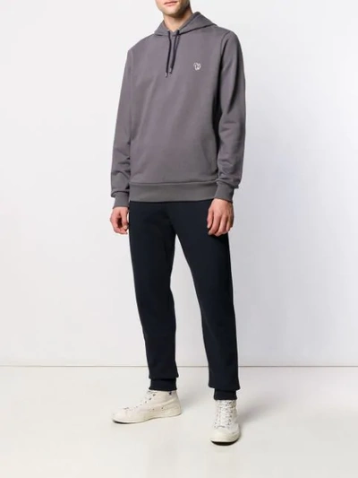 PS PAUL SMITH EMBROIDERED LOGO HOODIE - 灰色
